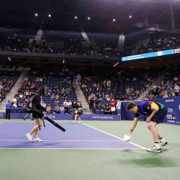 Rain suspends women’s tennis match at US Open as floodgate closed